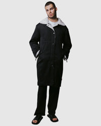 Justin Cassin Otto Trimmed Coat in Black Color