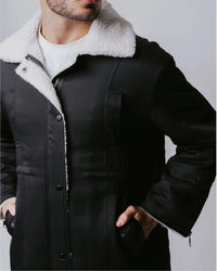 Justin Cassin Otto Trimmed Coat in Black Color 3