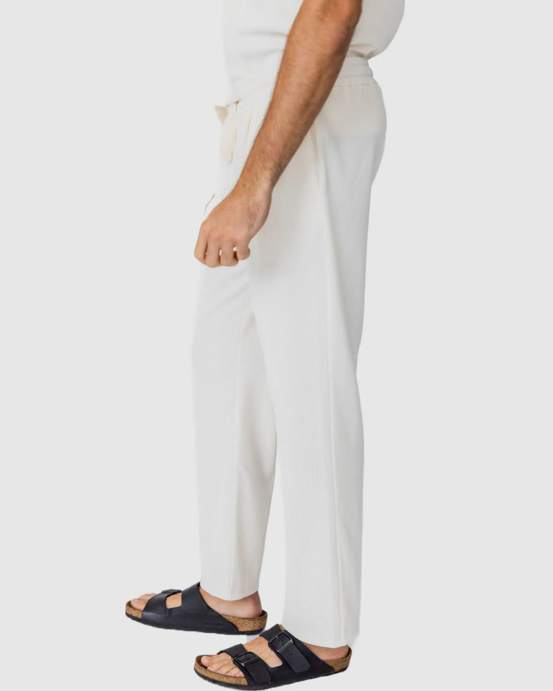 Justin Cassin Palma Loose Ribbed Pant in Cream Color 3