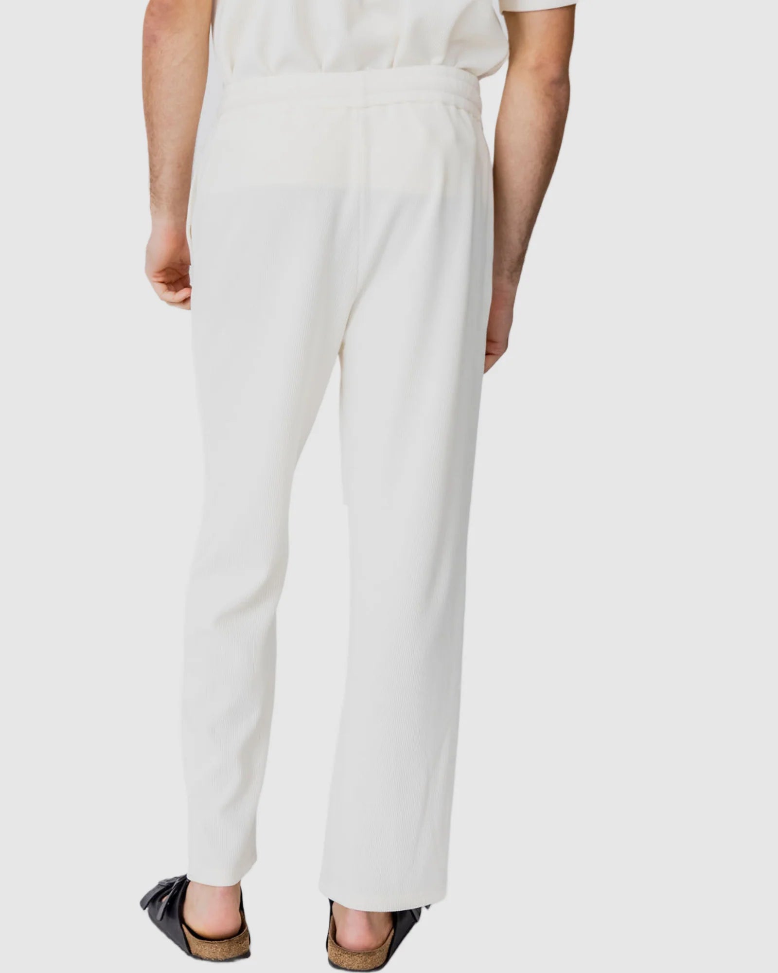 Justin Cassin Palma Loose Ribbed Pant in Cream Color 4