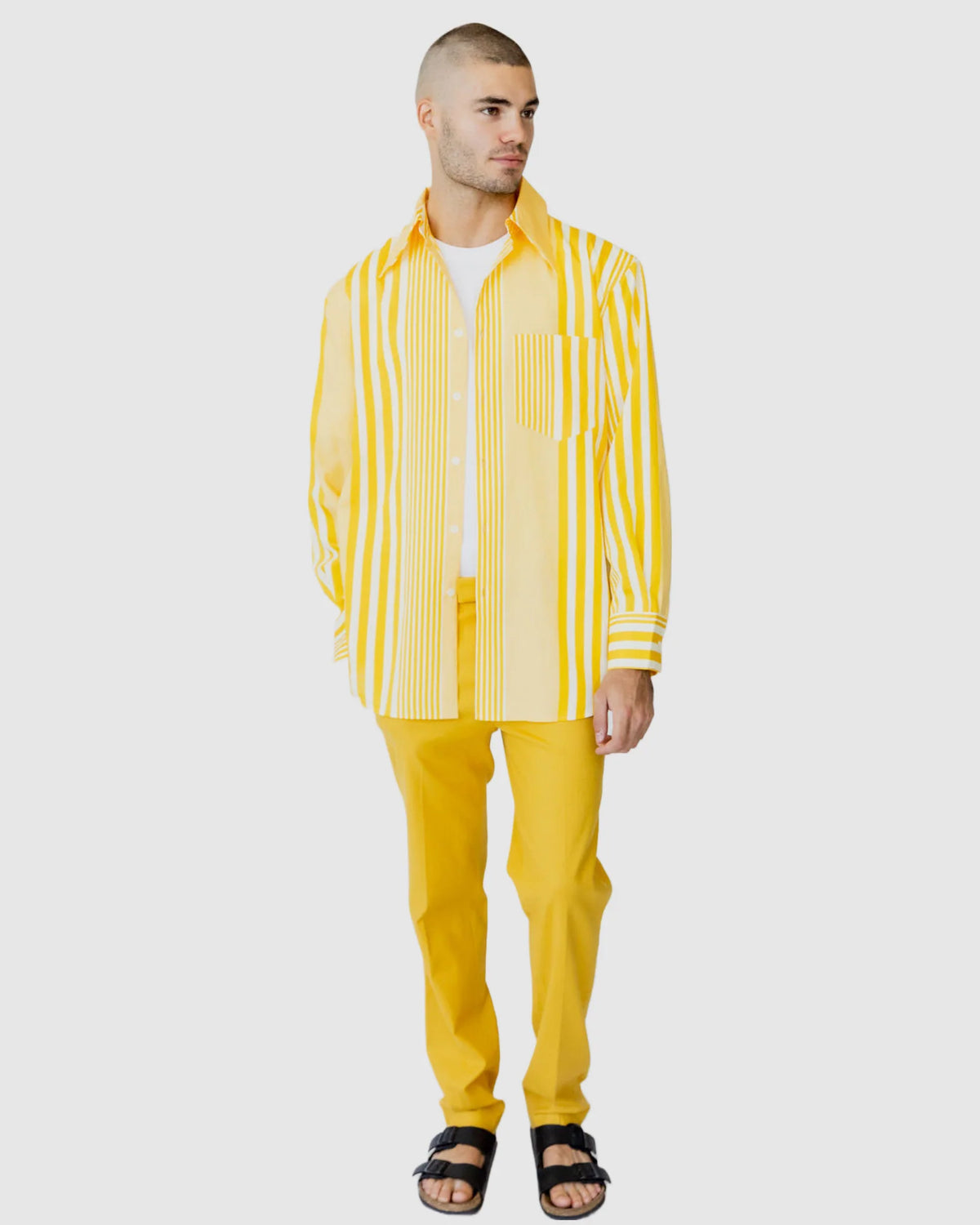 Justin Cassin Pedro Striped Casual Shirt in Yellow Color 2