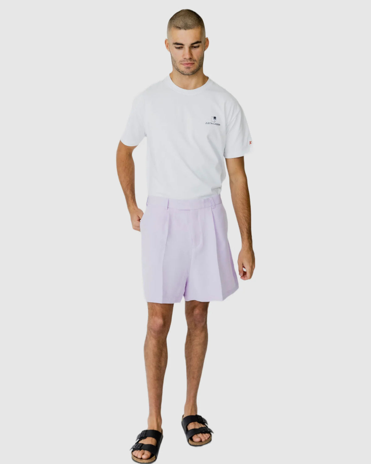 Justin Cassin Robbie Loose Cropped Shorts in Lilac Color 2