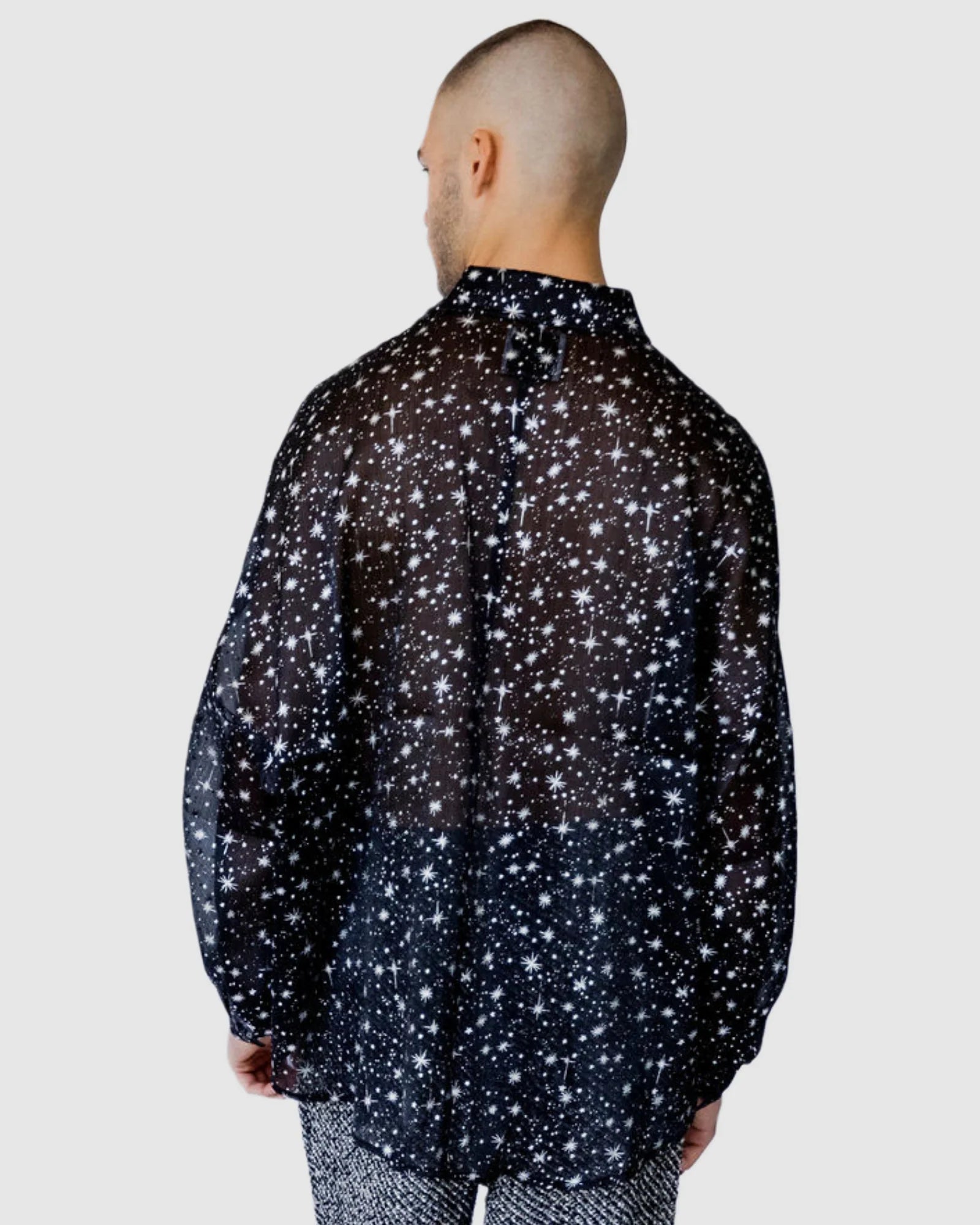 Justin Cassin Starboy Star Sheer Shirt in Black Color 4