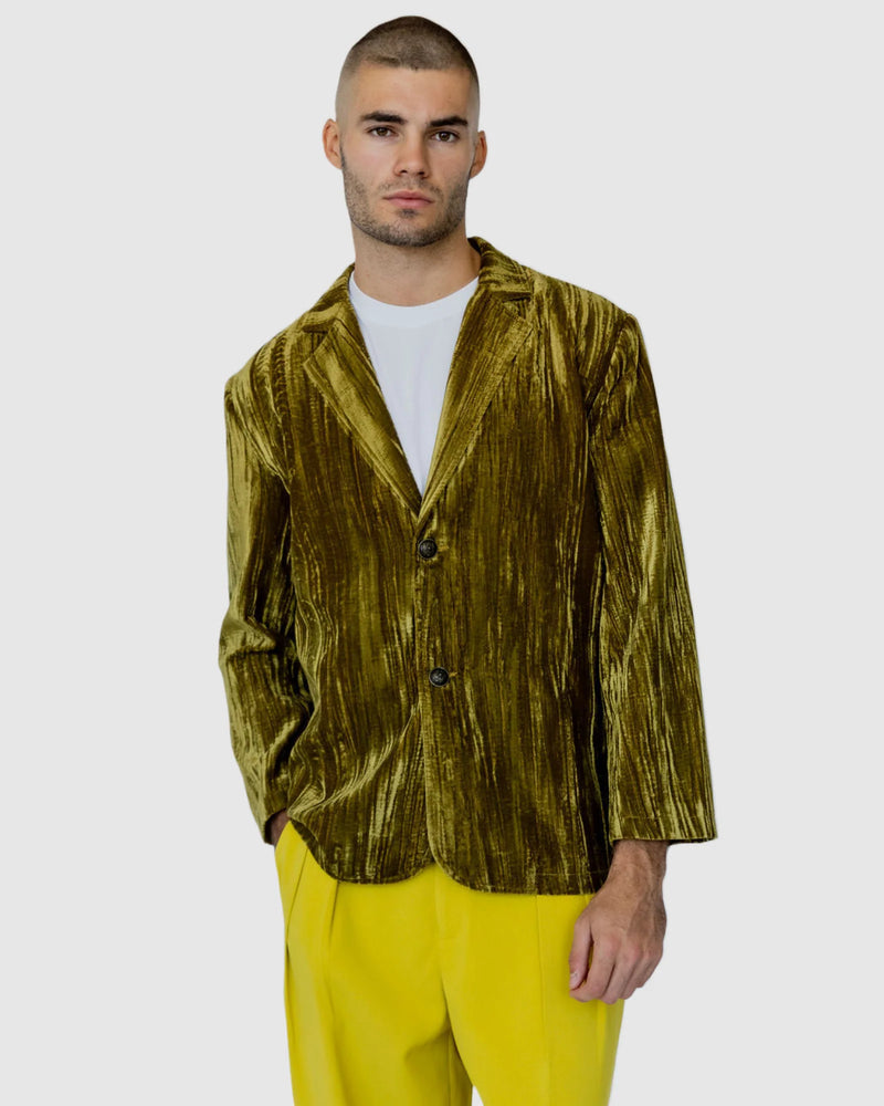 Justin Cassin Terrance Suede Blazer in Gold Color