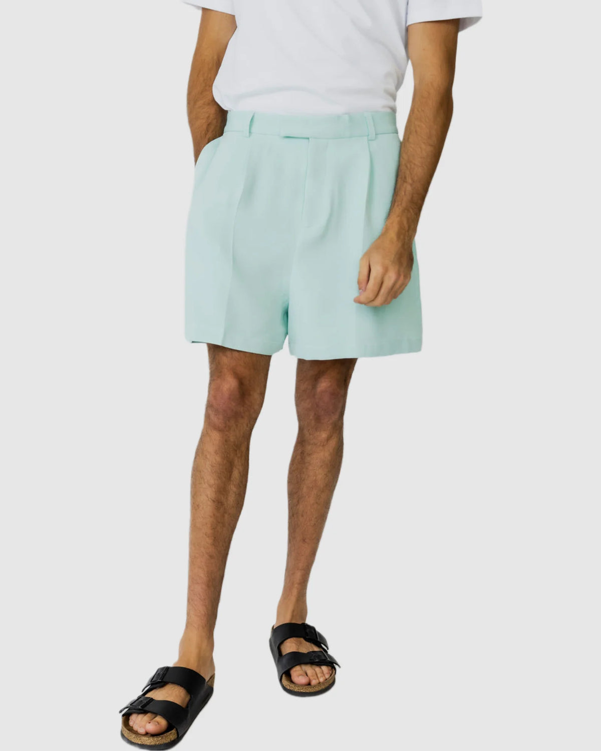 Justin Cassin Theo Loose Cropped Shorts In Mint Color