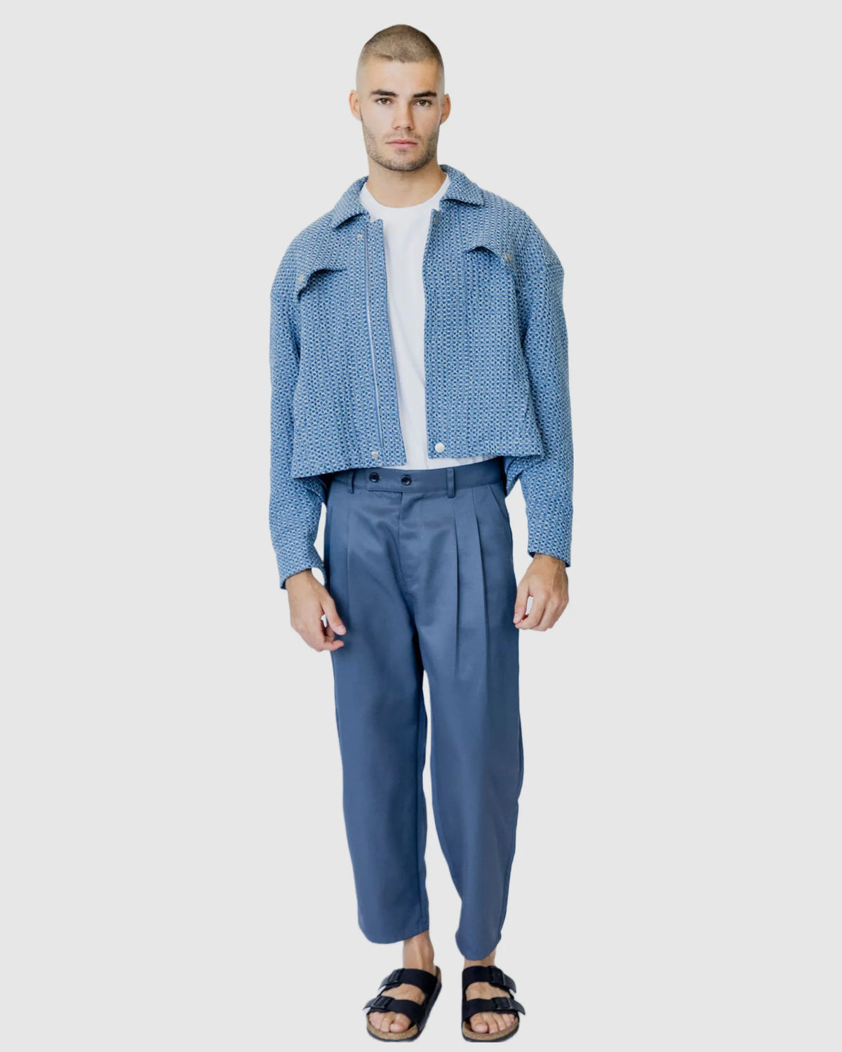 Justin Cassin Yannick Cropped Jacket in Blue Color 2