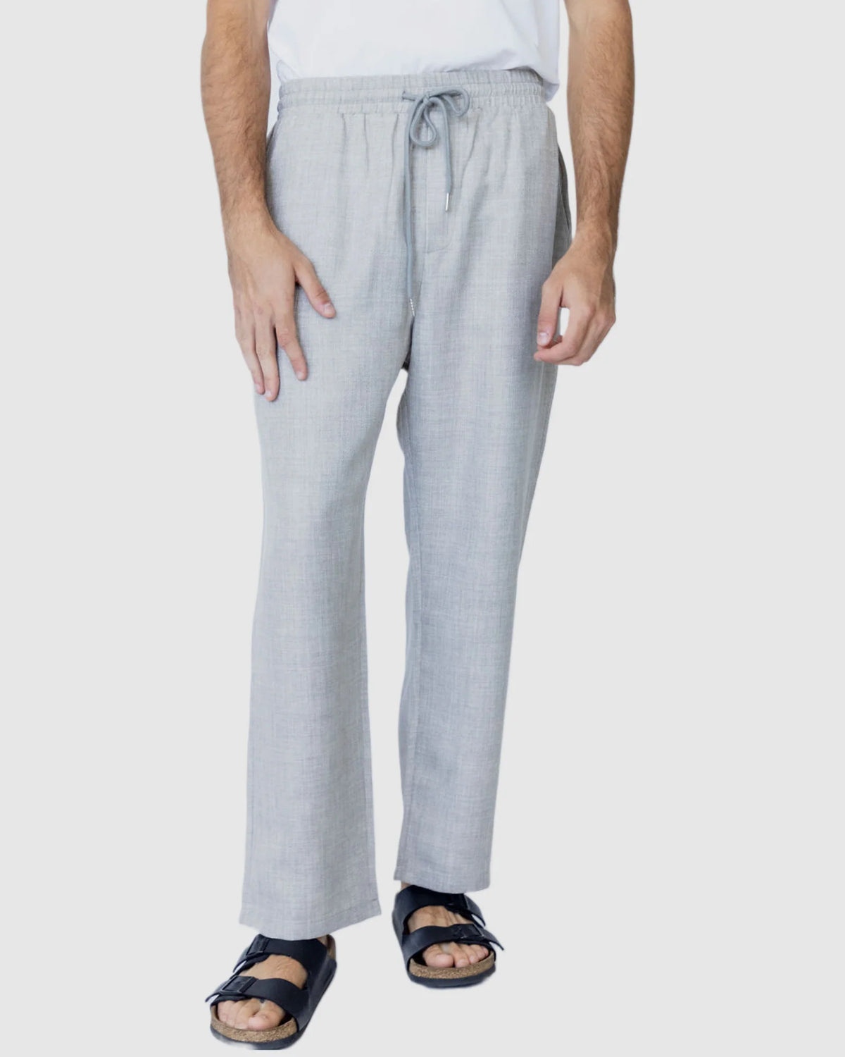 Justin Cassin Zachary Loose Tie Pants in Grey Color