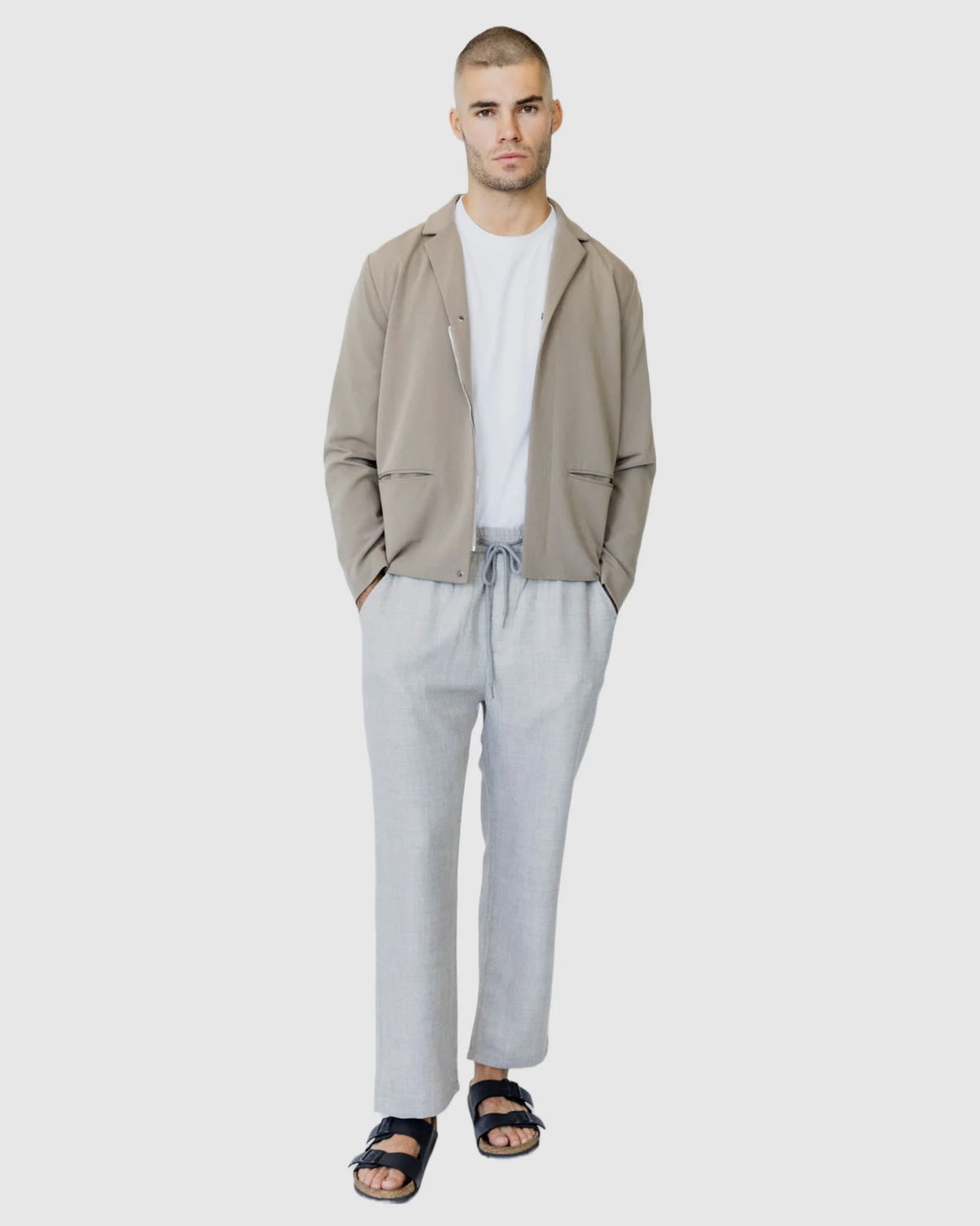 Justin Cassin Zachary Loose Tie Pants in Grey Color 2