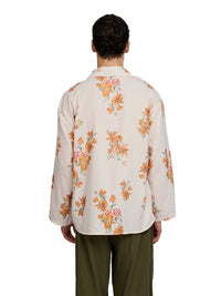 Justin Cassin Aura Floral Open Sleeve Shirt in Beige Color 4