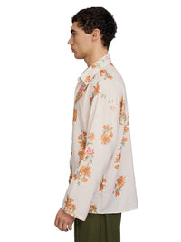 Justin Cassin Aura Floral Open Sleeve Shirt in Beige Color 5