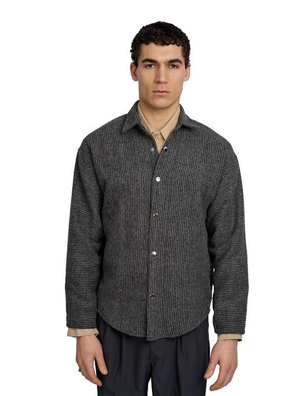 Justin Cassin Frontline Stripped Thick Shirt in Dark Grey Color