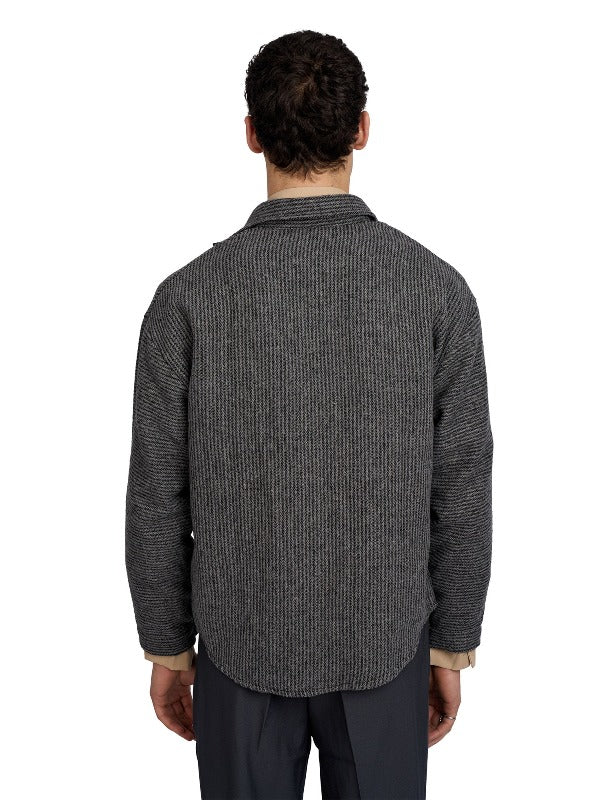 Justin Cassin Frontline Stripped Thick Shirt in Dark Grey Color 3