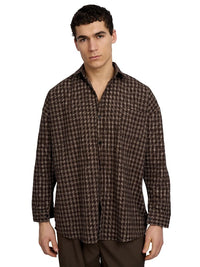 Justin Cassin Hepburn Plaid Loose Shirt in Brown Color
