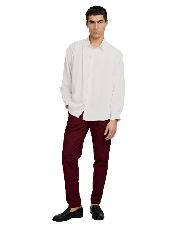 Justin Cassin Lucien Pleated Shirt in White Color 2