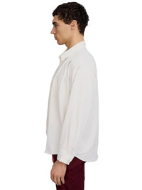 Justin Cassin Lucien Pleated Shirt in White Color 4