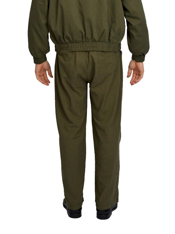 Justin Cassin Patel Linen Wide Trousers in Green Color 4