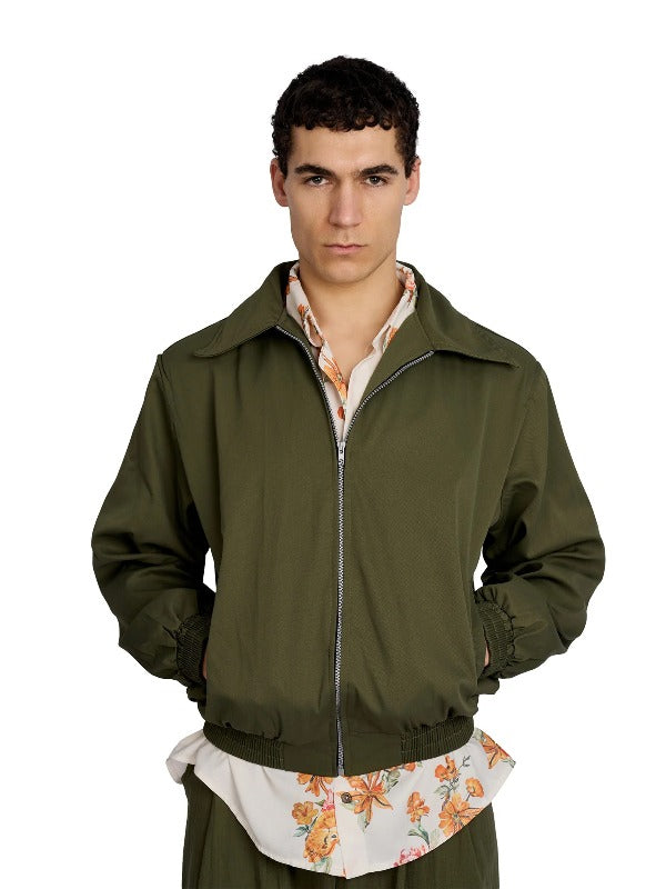 Justin Cassin Radar Bomber Zip Jacket in Green Color
