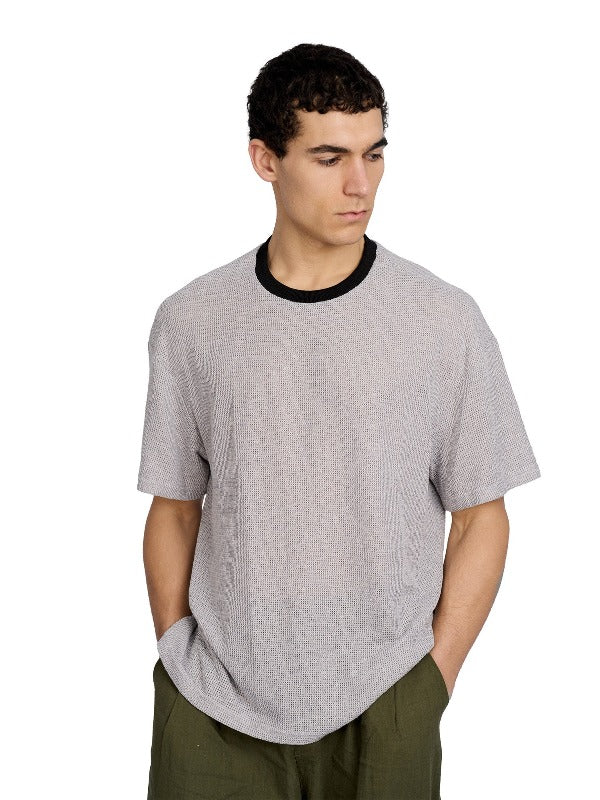 Justin Cassin Silas Knitted T-Shirt in Grey Color