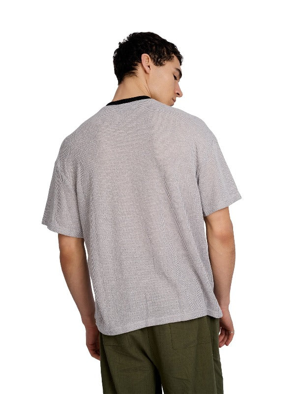 Justin Cassin Silas Knitted T-Shirt in Grey Color 4