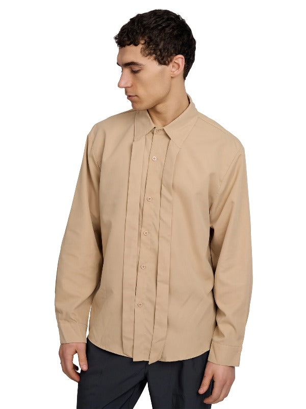 Justin Cassin Spencer Tie Up Shirt in Khaki Color