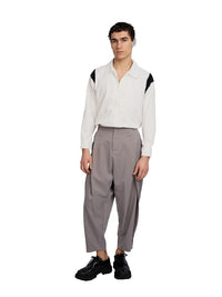 Justin Cassin Tian Cross Pleated Pants in Grey Color 2