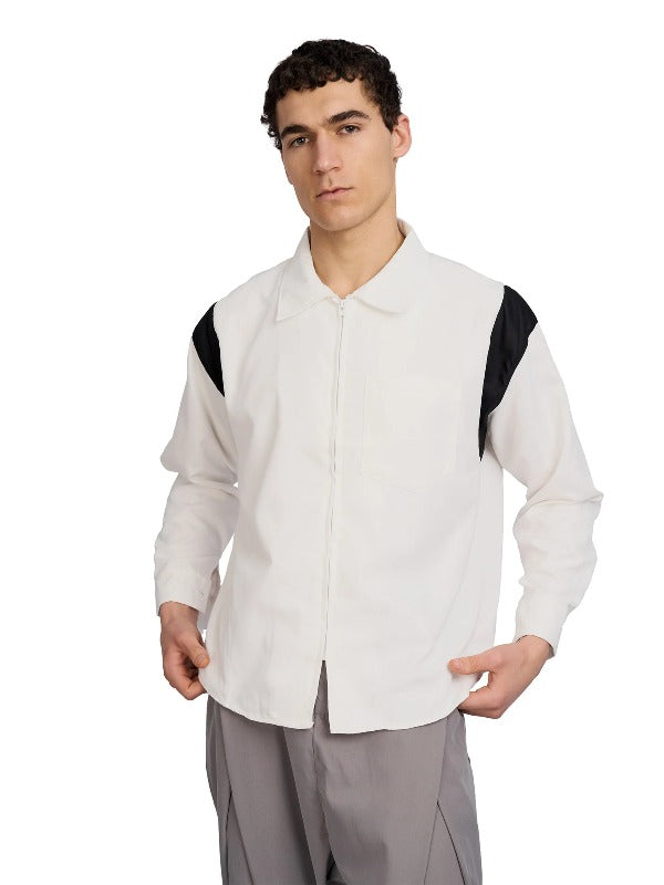 Justin Cassin Upload Oversized Zip Shirt in White Color