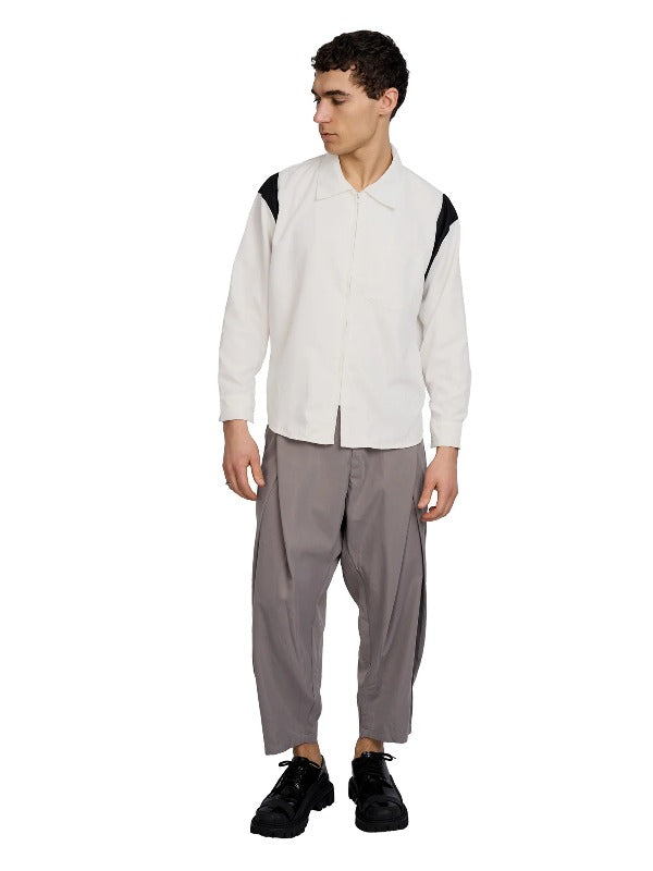 Justin Cassin Upload Oversized Zip Shirt in White Color 2