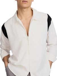 Justin Cassin Upload Oversized Zip Shirt in White Color 5