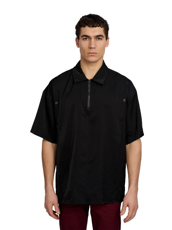 Justin Cassin Zander Short Sleeve Zip Shirt in Black Color