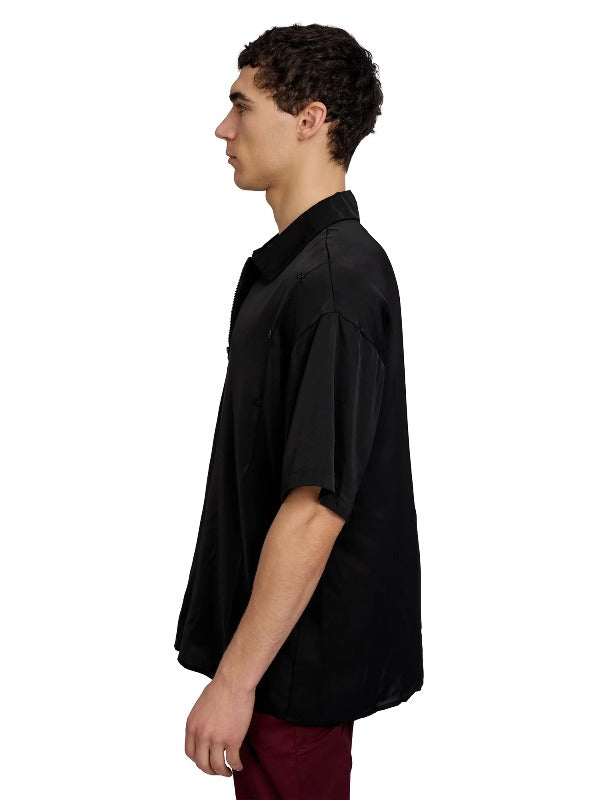 Justin Cassin Zander Short Sleeve Zip Shirt in Black Color 4