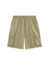 Khaki Crepe Fabric Style Cargo Shorts