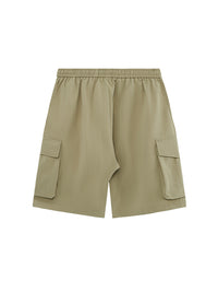 Khaki Crepe Fabric Style Cargo Shorts