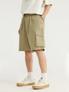 Khaki Crepe Fabric Style Cargo Shorts 3