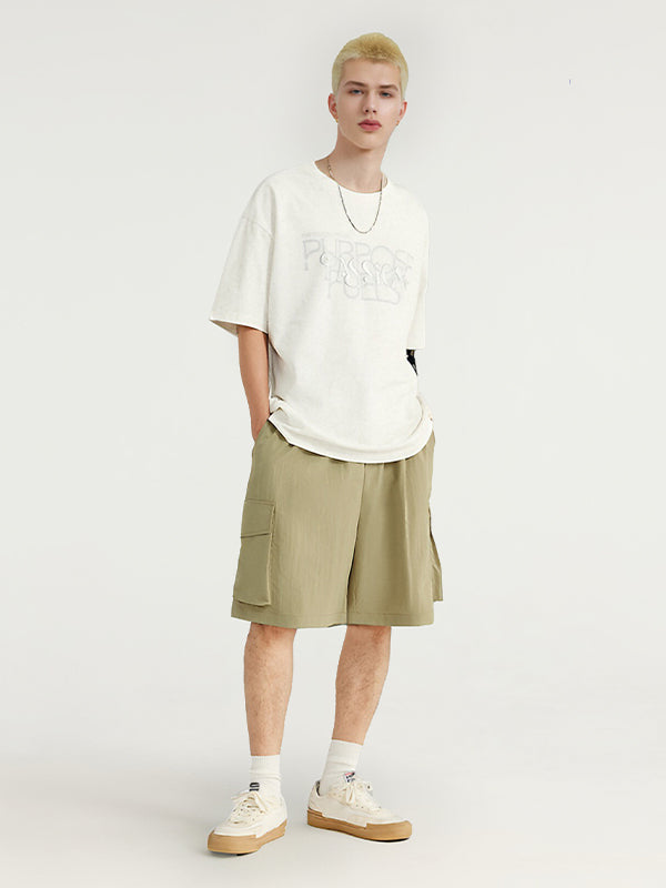 Khaki Crepe Fabric Style Cargo Shorts 5