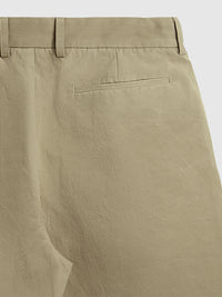 Khaki Cropped Pleated Suit Shorts 10