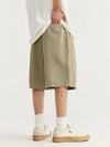 Khaki Cropped Pleated Suit Shorts 8