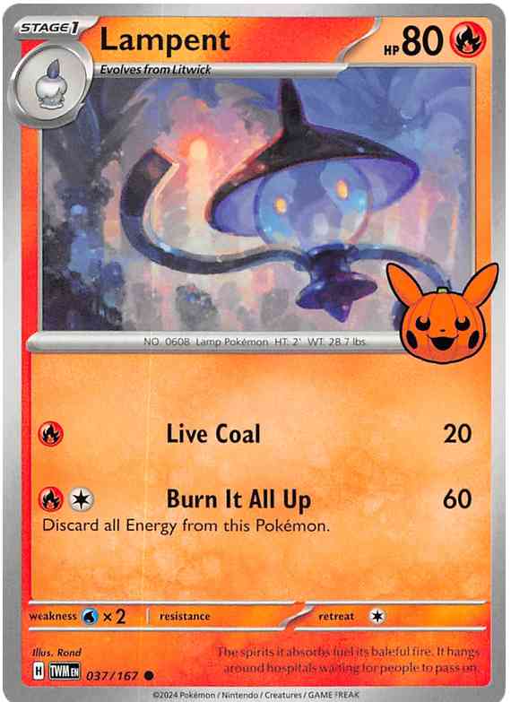 [Collector Troves] Pokemon Scarlet & Violet Twilight Masquerade Trick or Trade 2024 Lampent Card