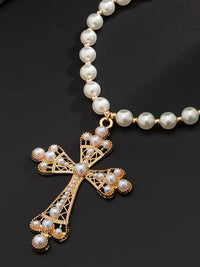 Large Gothic Cross Necklace in Gold Color 3