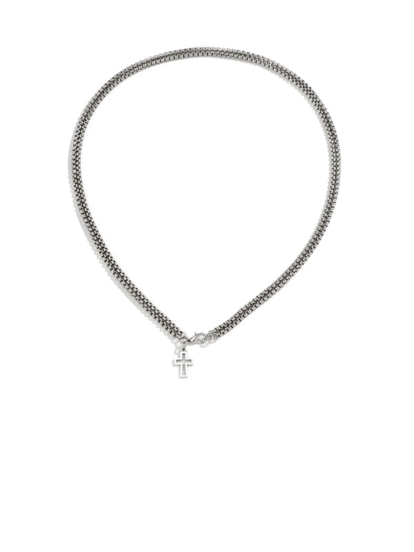 Layered Hollow Cross Pendant Necklace