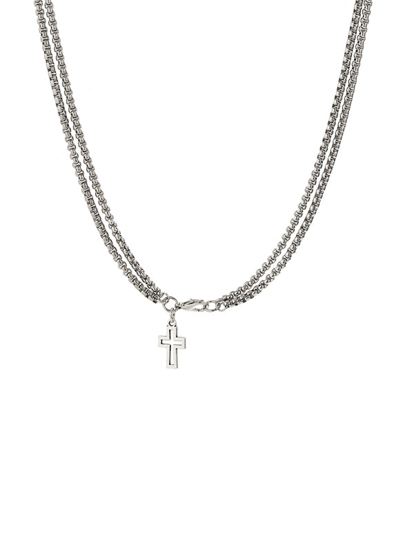 Layered Hollow Cross Pendant Necklace 2