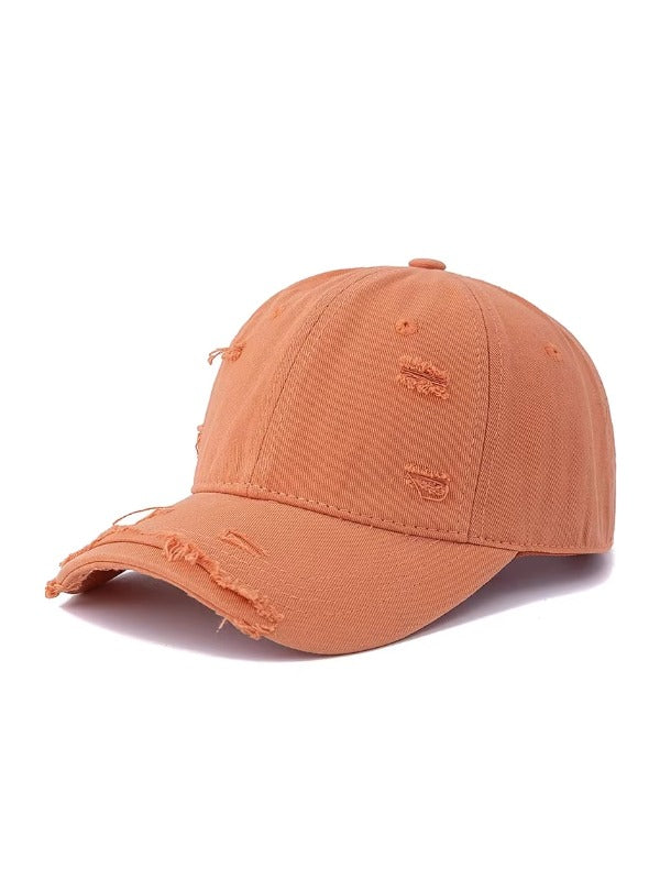 Light Orange Distressed Washed Baseball Cap
