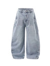 Light Blue Washed and Distressed Machete Baggy Jeans