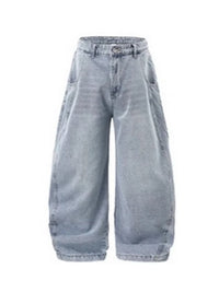 Light Blue Washed and Distressed Machete Baggy Jeans