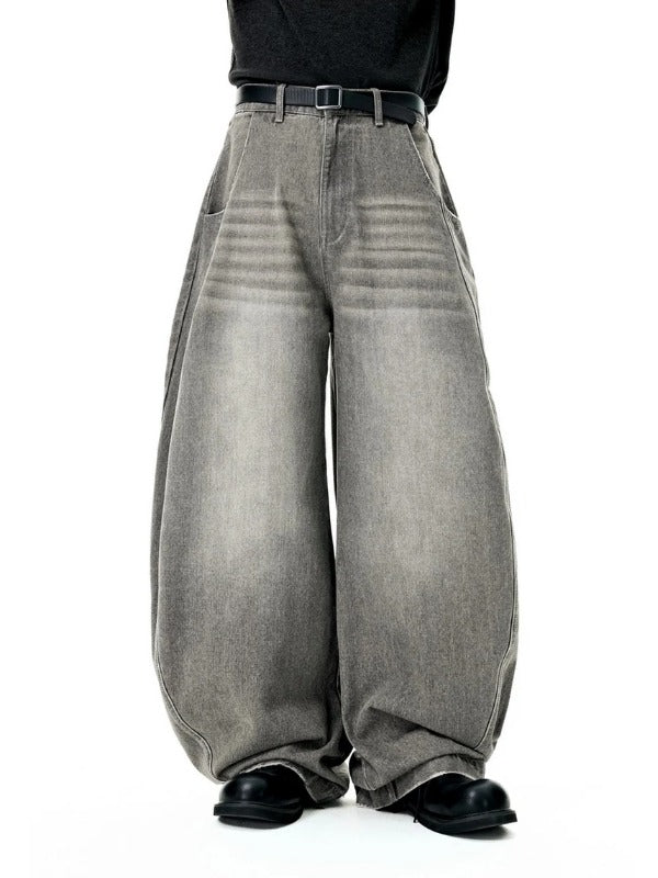Light Grey Washed and Distressed Machete Baggy Jeans 2