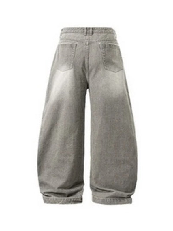 Light Grey Washed and Distressed Machete Baggy Jeans 5