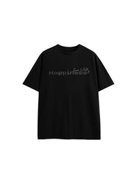 Live Boldly Happiness Embroidered T-Shirt in Black Color