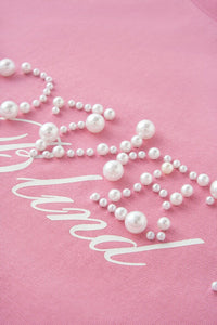 Love Is Blind Beaded Lettering Oversized T-Shirt in Candy Pink Color 7