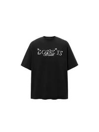 Love Is Blind Beaded Lettering Oversized T-Shirt in Chocolate Black Color