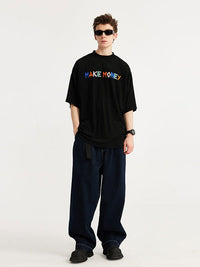 "Make Money" Embroidered T-Shirt in Black Color - THIS IS FOR HIM