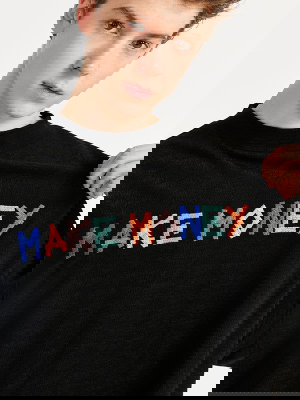 "Make Money" Embroidered T-Shirt in Black Color - THIS IS FOR HIM